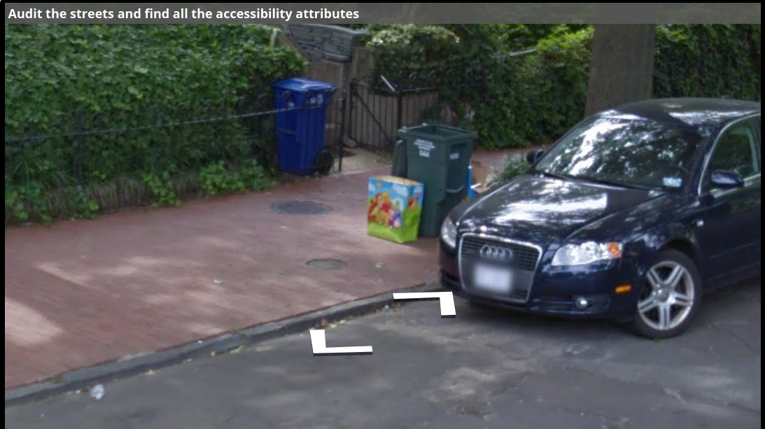 A Street View image of a trashcan on a sidewalk